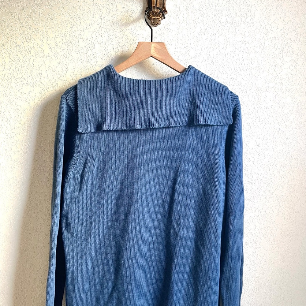 Ralph Lauren Denim Blue V-Neck Sailor Collar Sweater - Picture 4 of 5